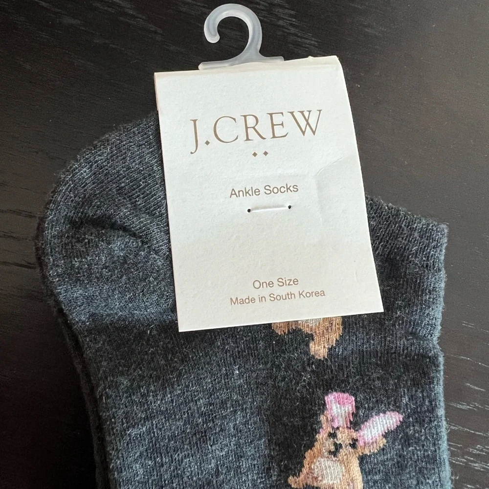 J.Crew Dog with bunny ears ankle socks Charcoal Socks